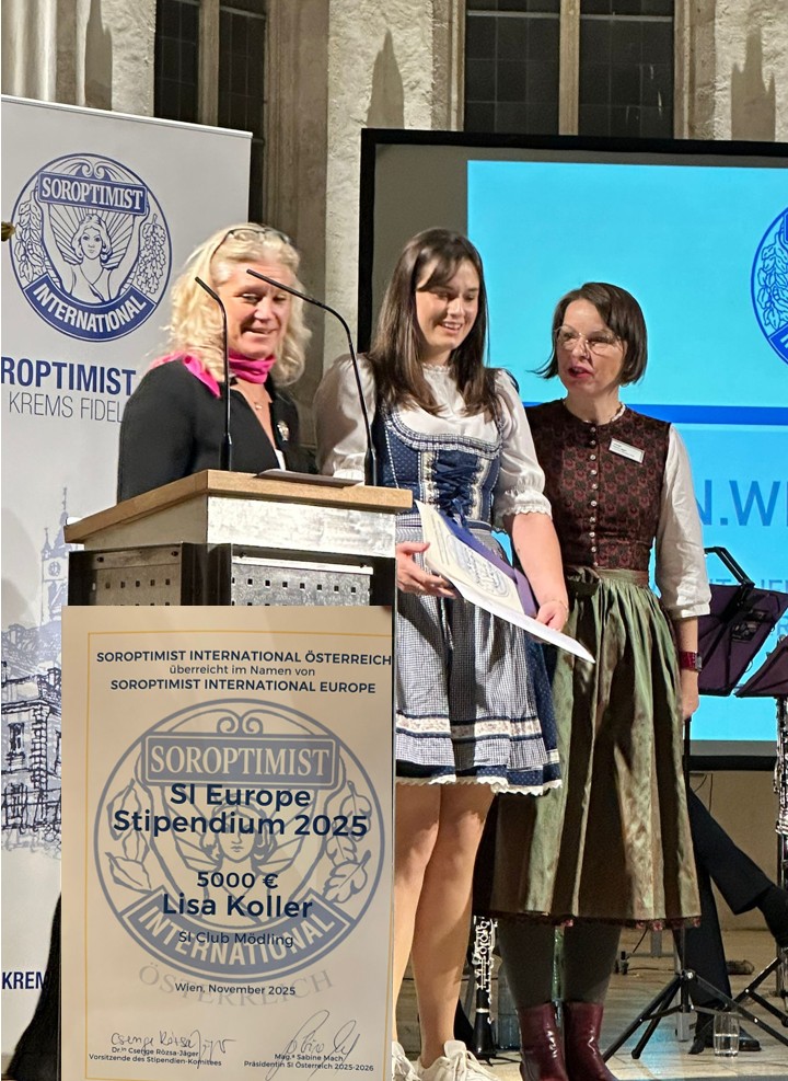 Soroptimist International Europe übergibt Scholarship-Stipendium an Mödlinger Kandidatin